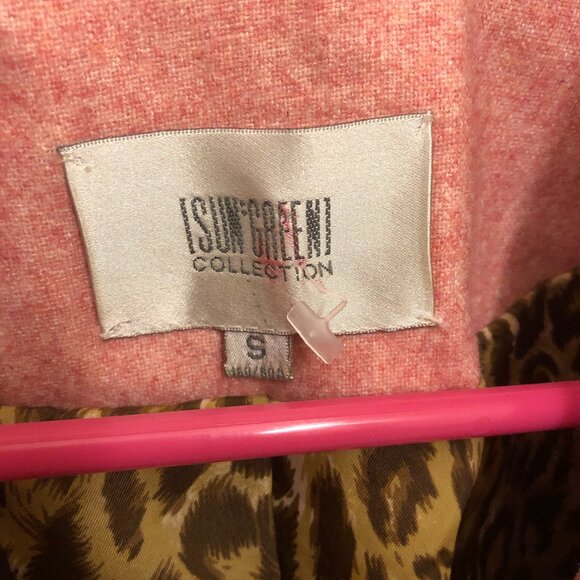 Pink blazer with brown trim and leopard print inner lining - Picture 3 of 4